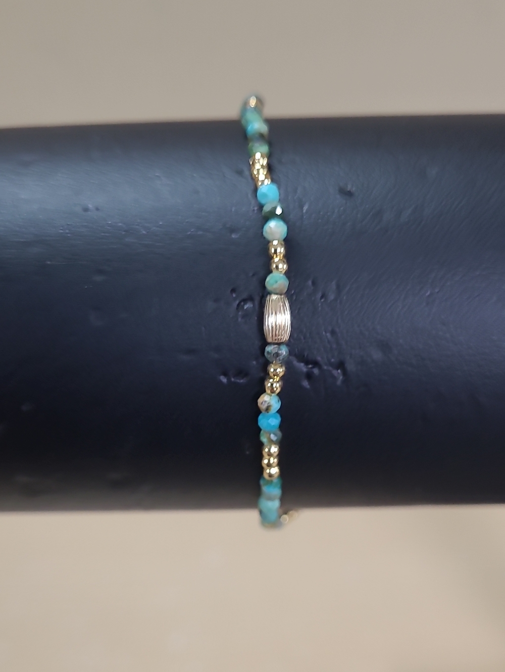 Natural Turquoise Gemstone beaded Gemstone 18K Gold Plated Brass Hand-crafted